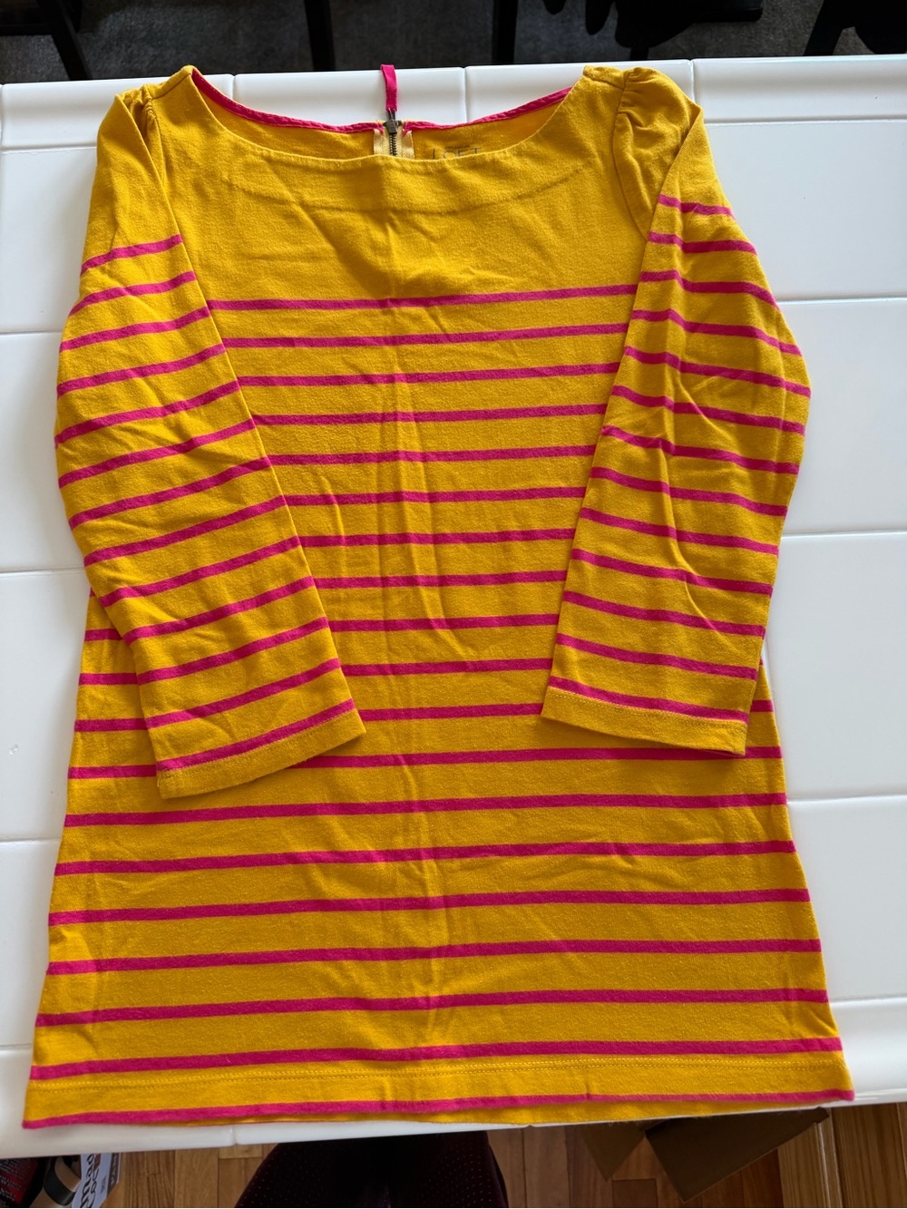 Ann Taylor Loft Yellow & Pink Stripe Long Sleeve Top